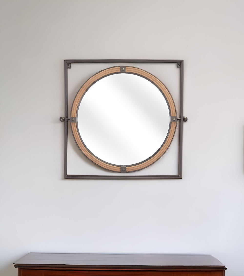 Homeroots 22" Gray Square Steel Framed Accent Mirror  Metal 391657