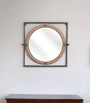 Homeroots 22" Gray Square Steel Framed Accent Mirror  Metal 391657