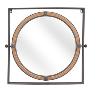 Homeroots 22" Gray Square Steel Framed Accent Mirror  Metal 391657
