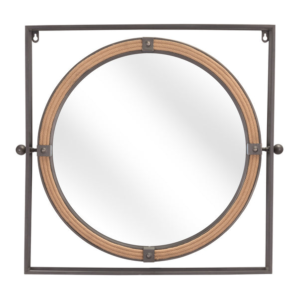 Homeroots 22" Gray Square Steel Framed Accent Mirror  Metal 391657