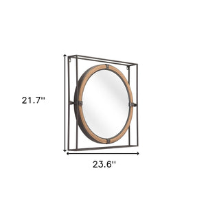 Homeroots 22" Gray Square Steel Framed Accent Mirror  Metal 391657