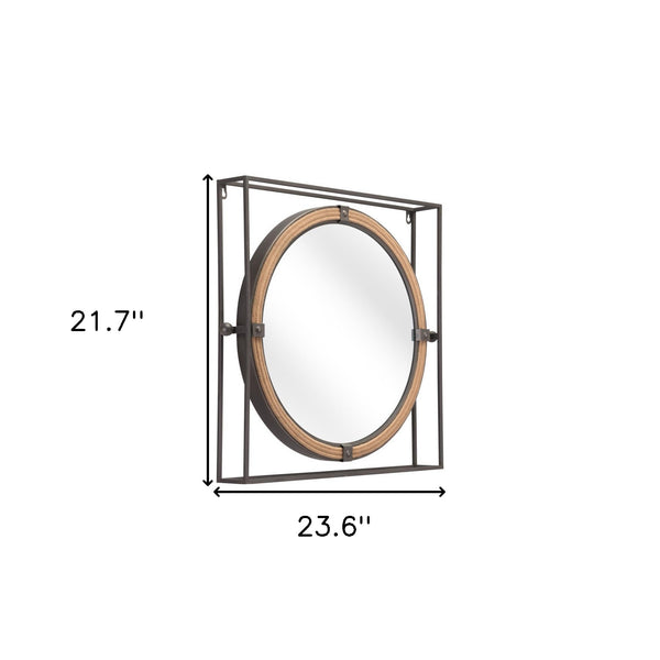 Homeroots 22" Gray Square Steel Framed Accent Mirror  Metal 391657