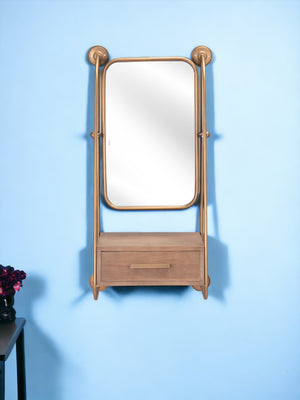 Homeroots 36" Gold Steel Framed Accent Mirror  Metal 391668
