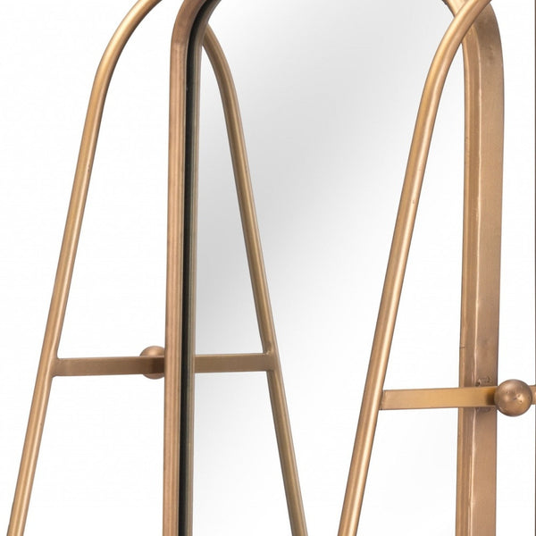 Homeroots 36" Gold Steel Framed Accent Mirror  Metal 391668