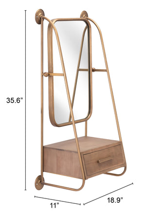 Homeroots 36" Gold Steel Framed Accent Mirror  Metal 391668
