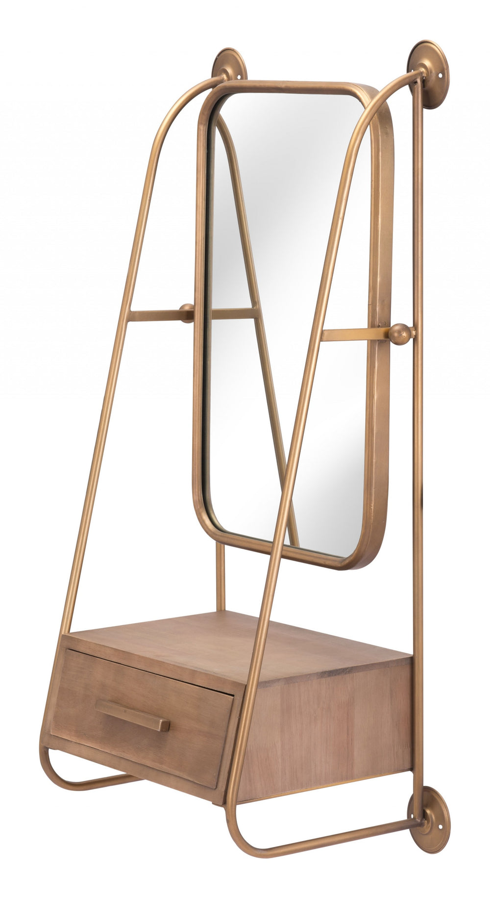 Homeroots 36" Gold Steel Framed Accent Mirror  Metal 391668