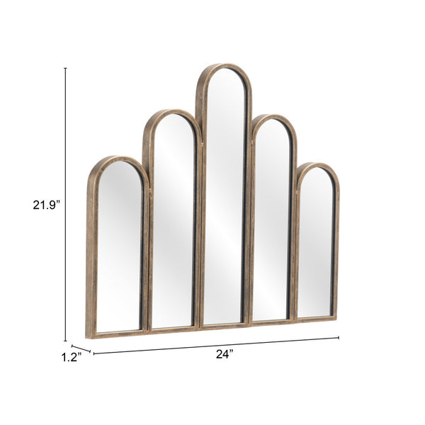 Homeroots 22" Gold Abstract Steel Framed Accent Mirror  Metal 391688