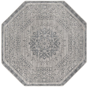 Unique Loom Aberdeen Derbyshire Machine Made Medallion Rug Gray, Navy Blue 5' 3" x 5' 3"