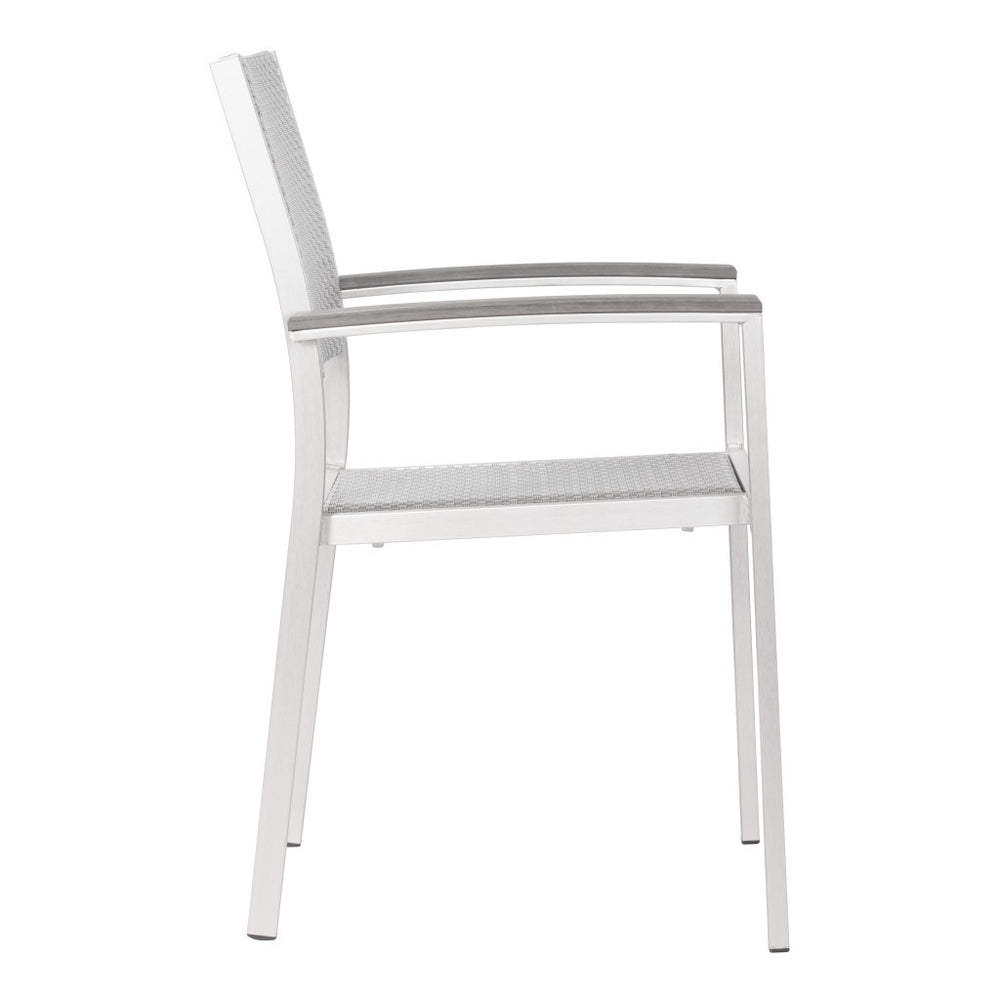 Homeroots Set Of Two 21" White Aluminum Arm Chair   391723