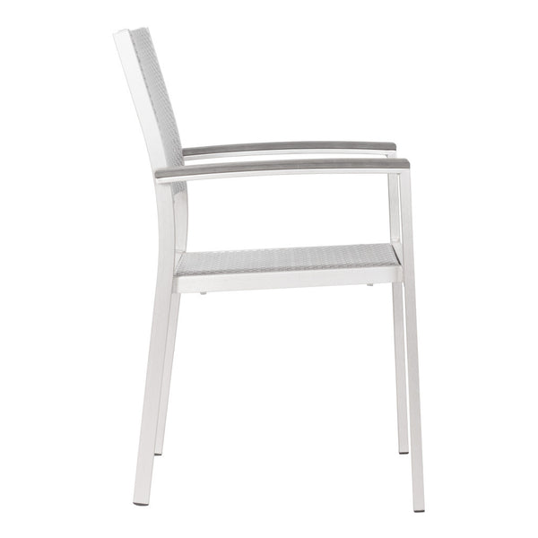 Homeroots Set Of Two 21" White Aluminum Arm Chair   391723