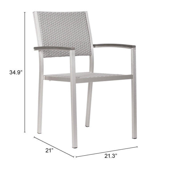 Homeroots Set Of Two 21" White Aluminum Arm Chair   391723