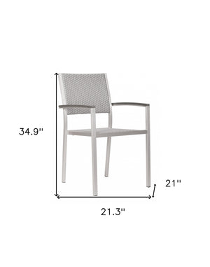 Homeroots Set Of Two 21" White Aluminum Arm Chair   391723
