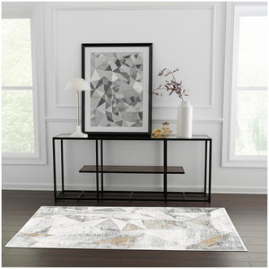 HomeRoots 4' Grey Abstract Area Rug - Contemporary Design for High-Traffic Areas, Durable & Easy to Maintain 4' X 6' 391731