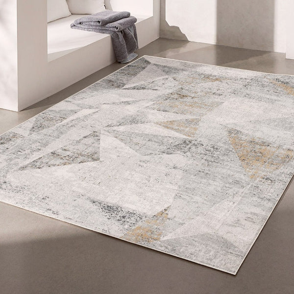 HomeRoots 4' Grey Abstract Area Rug - Contemporary Design for High-Traffic Areas, Durable & Easy to Maintain 5' X 8' 391732