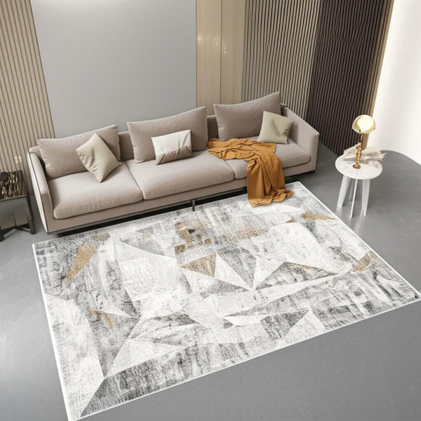 HomeRoots 4' Grey Abstract Area Rug - Contemporary Design for High-Traffic Areas, Durable & Easy to Maintain 5' X 8' 391732