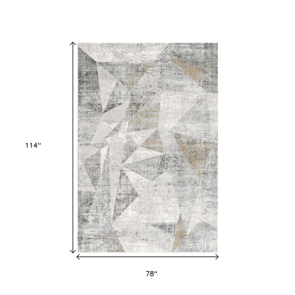 HomeRoots 4' Grey Abstract Area Rug - Contemporary Design for High-Traffic Areas, Durable & Easy to Maintain 7' X 10' 391733