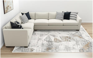 HomeRoots 4' Grey Abstract Area Rug - Contemporary Design for High-Traffic Areas, Durable & Easy to Maintain 7' X 10' 391733