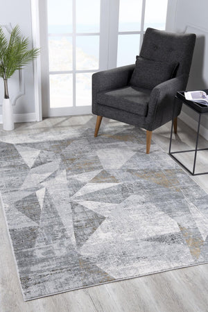 HomeRoots 4' Grey Abstract Area Rug - Contemporary Design for High-Traffic Areas, Durable & Easy to Maintain 8' X 11' 391734