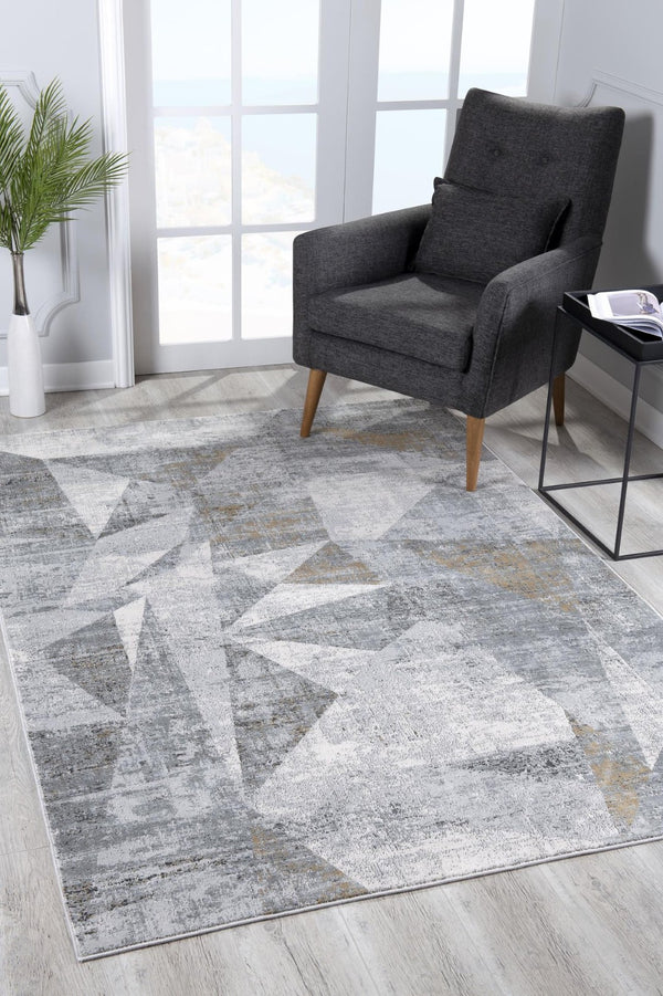 HomeRoots 4' Grey Abstract Area Rug - Contemporary Design for High-Traffic Areas, Durable & Easy to Maintain 8' X 11' 391734