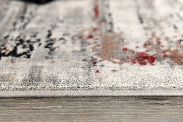 HomeRoots 4' Gray Abstract Area Rug - Contemporary Design with Irregular Blocks and Stain-Resistant Durability 4' X 6' 391735