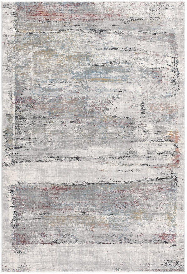 HomeRoots 4' Gray Abstract Area Rug - Contemporary Design with Irregular Blocks and Stain-Resistant Durability 5' X 8' 391736