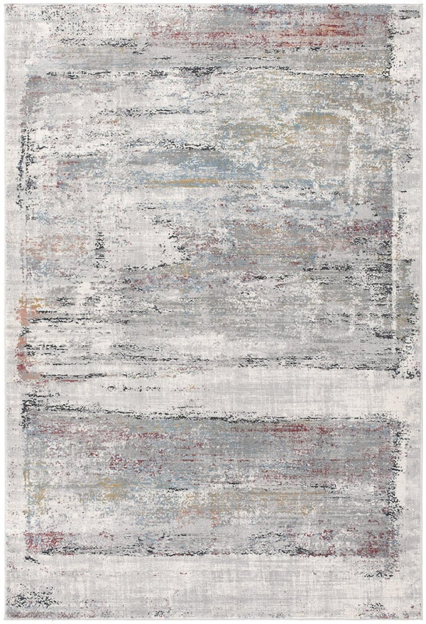 HomeRoots 4' Gray Abstract Area Rug - Contemporary Design with Irregular Blocks and Stain-Resistant Durability 7' X 10' 391737