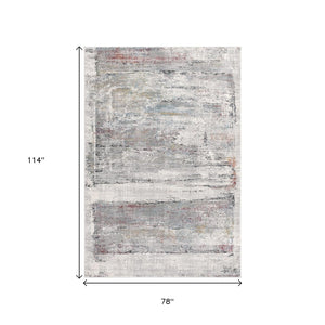HomeRoots 4' Gray Abstract Area Rug - Contemporary Design with Irregular Blocks and Stain-Resistant Durability 7' X 10' 391737