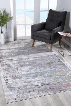 HomeRoots 4' Gray Abstract Area Rug - Contemporary Design with Irregular Blocks and Stain-Resistant Durability 8' X 11' 391738