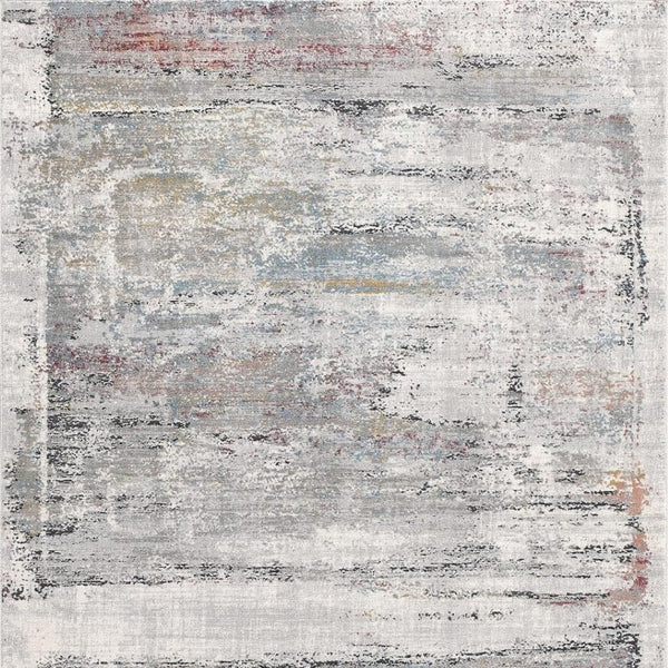 HomeRoots 4' Gray Abstract Area Rug - Contemporary Design with Irregular Blocks and Stain-Resistant Durability 8' X 11' 391738