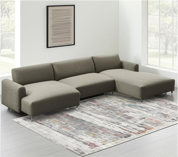 HomeRoots 4' Gray Abstract Area Rug - Contemporary Design with Irregular Blocks and Stain-Resistant Durability 8' X 11' 391738