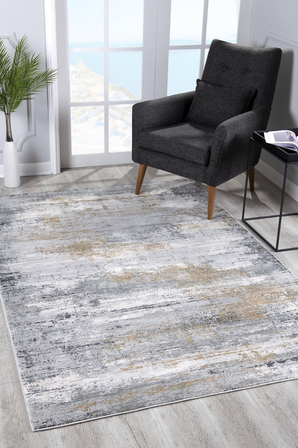 HomeRoots 2' Modern Distressed Strokes Runner Rug - Elegant Abstract Design for Hallways & Living Spaces 4x6 391748