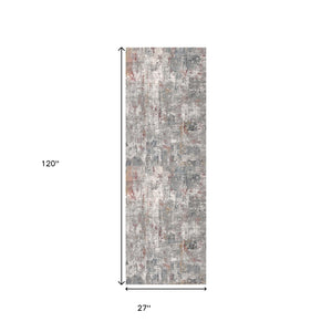 HomeRoots 2' Gray and Ivory Abstract Runner Rug - Contemporary Elegant Design for Hallways and Living Spaces 2x10 391752