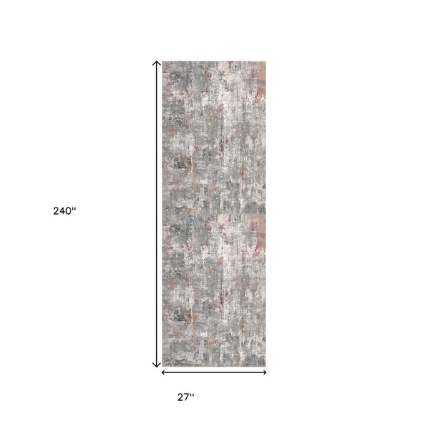 HomeRoots 2' Gray and Ivory Abstract Runner Rug - Contemporary Elegant Design for Hallways and Living Spaces 2x20 391756