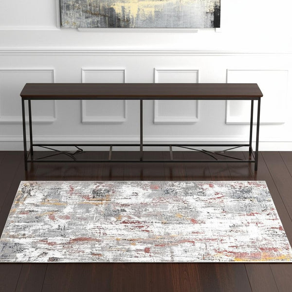 HomeRoots 2' Gray and Ivory Abstract Runner Rug - Contemporary Elegant Design for Hallways and Living Spaces 4x6 391761