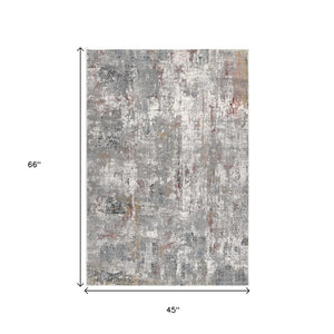 HomeRoots 2' Gray and Ivory Abstract Runner Rug - Contemporary Elegant Design for Hallways and Living Spaces 4x6 391761