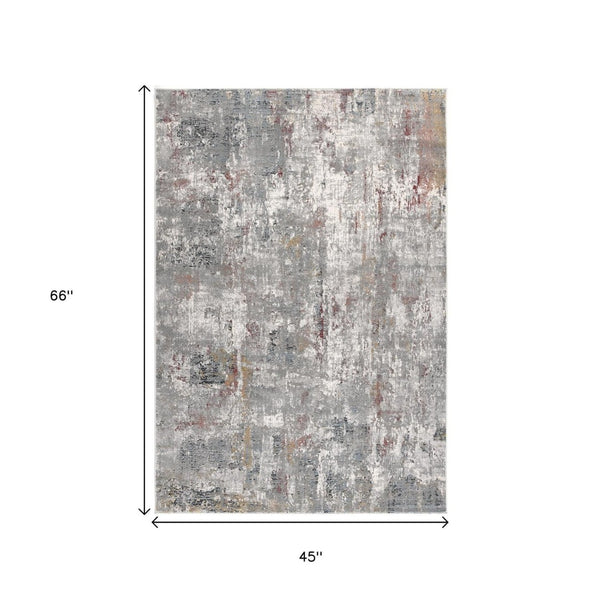 HomeRoots 2' Gray and Ivory Abstract Runner Rug - Contemporary Elegant Design for Hallways and Living Spaces 4x6 391761