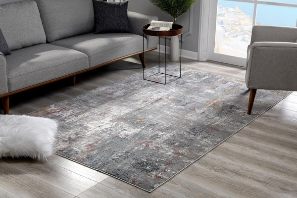 HomeRoots 2' Gray and Ivory Abstract Runner Rug - Contemporary Elegant Design for Hallways and Living Spaces 5x8 391762