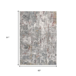 HomeRoots 2' Gray and Ivory Abstract Runner Rug - Contemporary Elegant Design for Hallways and Living Spaces 5x8 391762