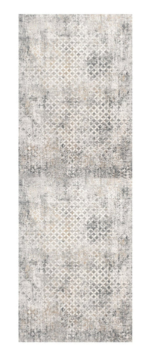 HomeRoots 2' Distressed Gray and Ivory Runner Rug - Modern Abstract Design for Hallways and Entryways 2' x 10' 391765