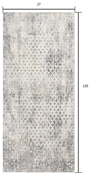 Homeroots 2' X 10' Gray And Ivory Distressed Runner Rug  Viscose 391765