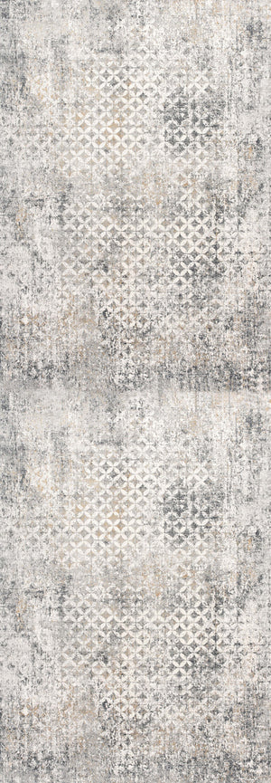 Homeroots 2' X 20' Gray And Ivory Distressed Runner Rug  Viscose 391769