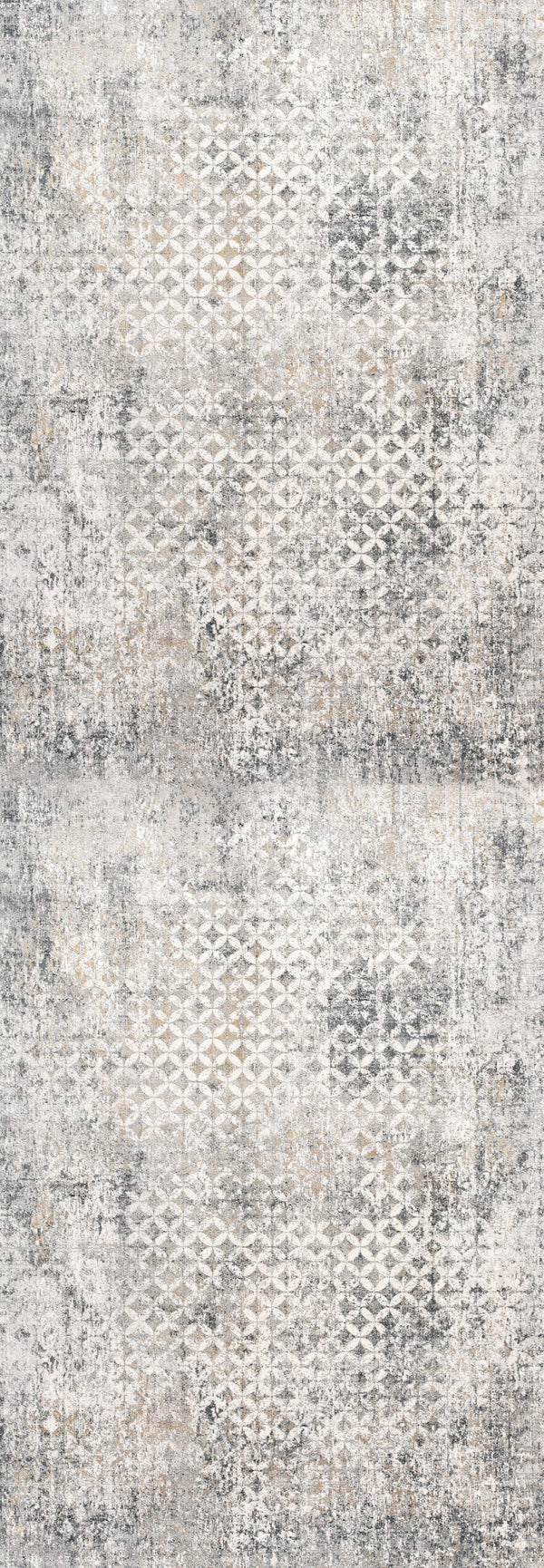 Homeroots 2' X 8' Gray And Ivory Distressed Runner Rug  Viscose 391773