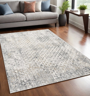 Homeroots 5' X 7' Gray And Ivory Abstract Area Rug  Viscose 391775