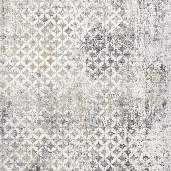 HomeRoots 2' Distressed Gray and Ivory Runner Rug - Modern Abstract Design for Hallways and Entryways 5' x 8' 391775