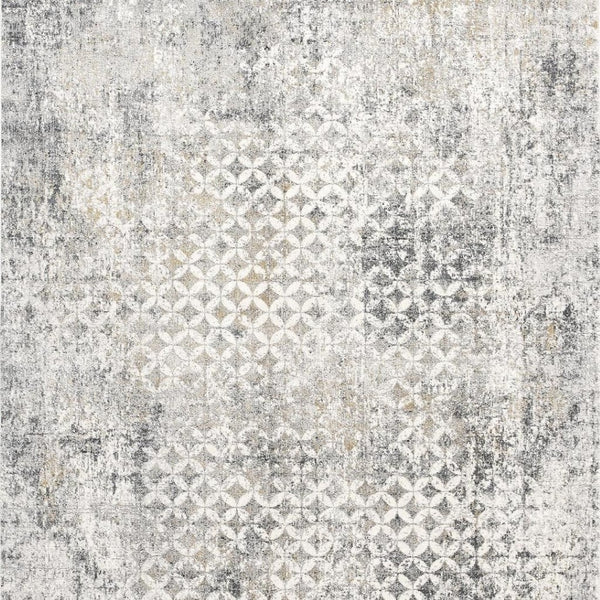 HomeRoots 2' Distressed Gray and Ivory Runner Rug - Modern Abstract Design for Hallways and Entryways 5' x 8' 391775