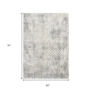 HomeRoots 2' Distressed Gray and Ivory Runner Rug - Modern Abstract Design for Hallways and Entryways 5' x 8' 391775