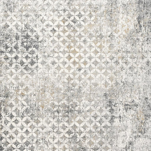 HomeRoots 2' Distressed Gray and Ivory Runner Rug - Modern Abstract Design for Hallways and Entryways 8' x 11' 391777