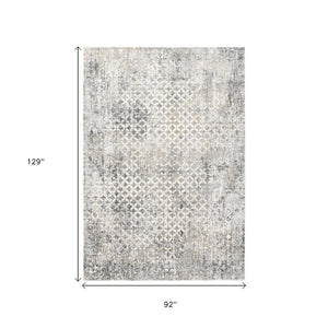 HomeRoots 2' Distressed Gray and Ivory Runner Rug - Modern Abstract Design for Hallways and Entryways 8' x 11' 391777