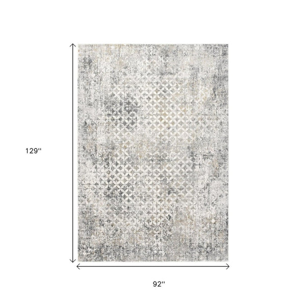 HomeRoots 2' Distressed Gray and Ivory Runner Rug - Modern Abstract Design for Hallways and Entryways 8' x 11' 391777