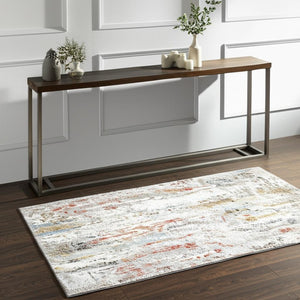 HomeRoots 2' Gray Abstract Pattern Runner Rug - Modern Artistry for Hallways, Soft Texture & Low-Pile Durability 4' x 6' 391787